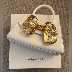 Self Portrait the bow mini in white with gold hardware